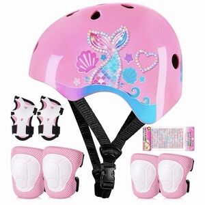 Mermaid Pink Kids Helmet and Protective Gear Set